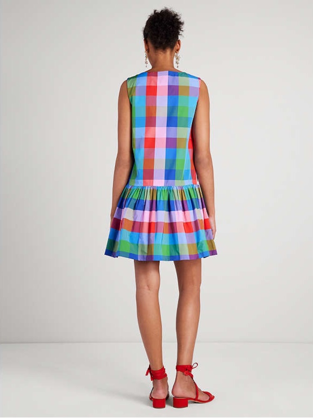 ♠️NWT♠️ kate spade Madras Taffeta Shift Mini Dress, Multicolor Fit-and-Flare - Picture 3 of 10